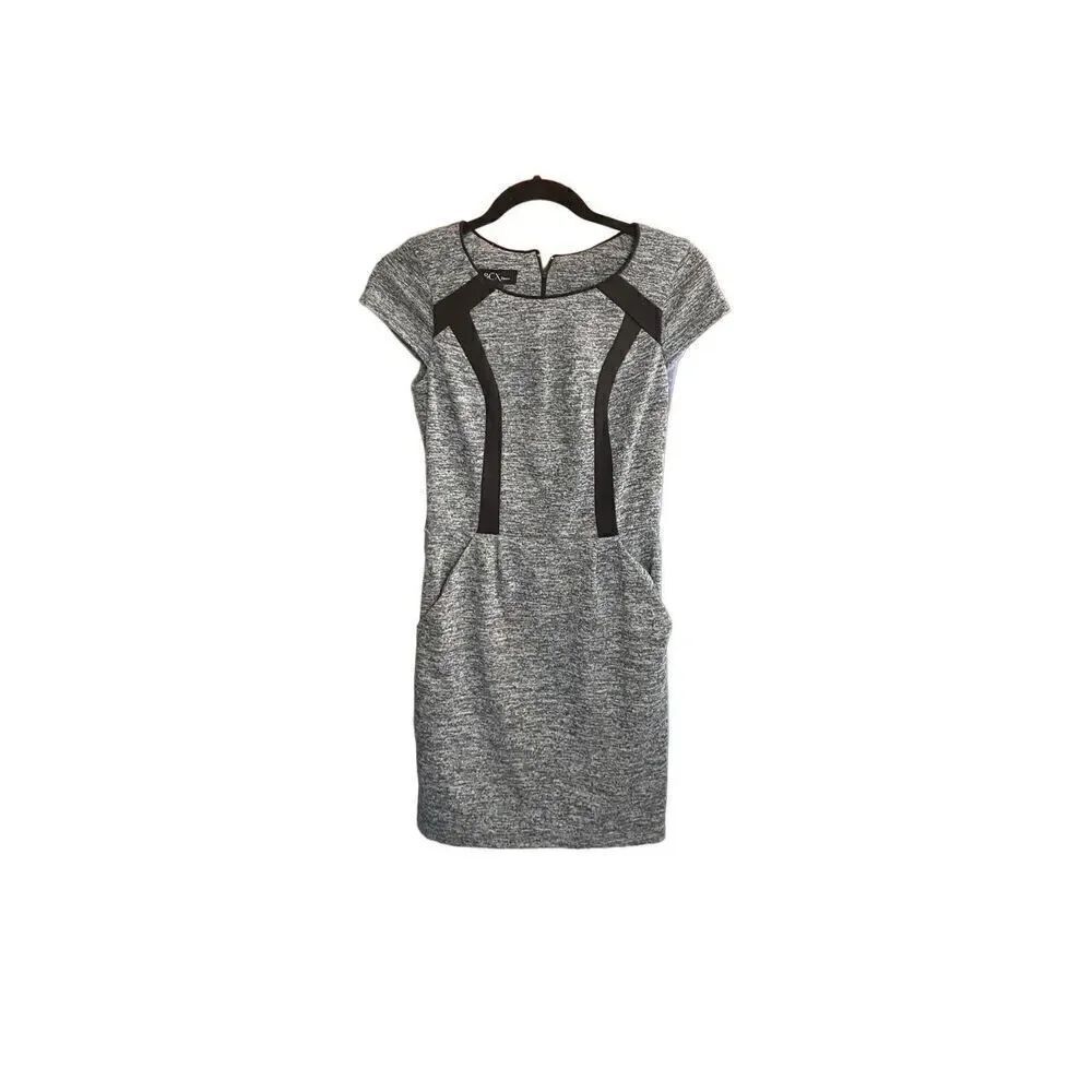 BCX women’s black and gray space styled cap sleeve dress size 1